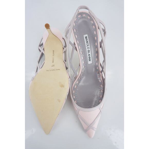 Manolo Blahnik Enatos Caged Slingback Pointed Toe Pump SZ 37 NIB - Picture 10 of 11